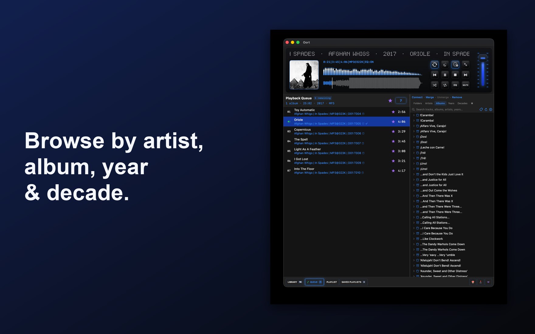 Browse by artist, album, year and decade