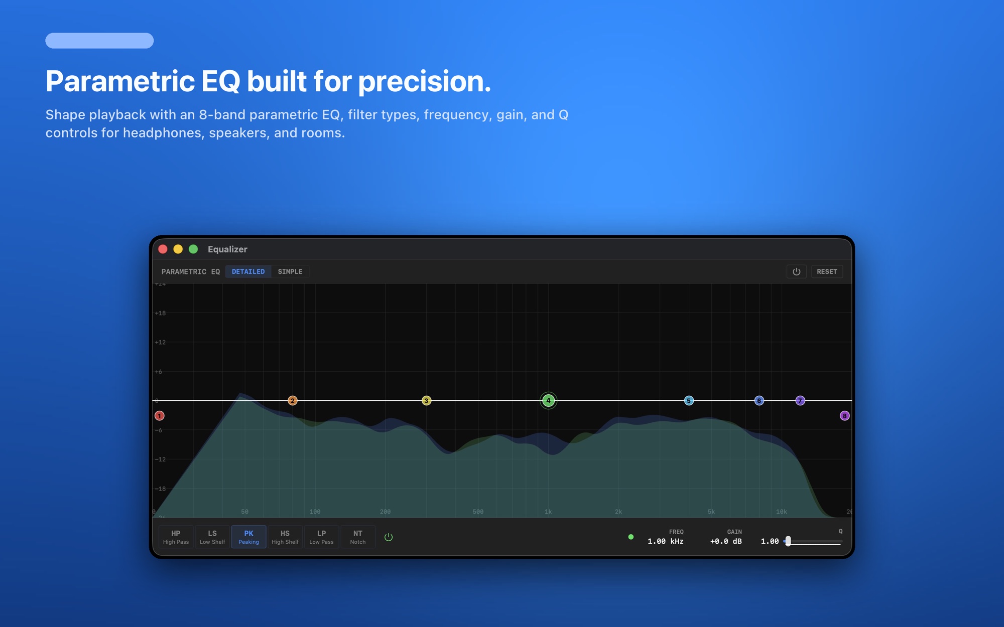 Oort's 8-band parametric EQ on Mac